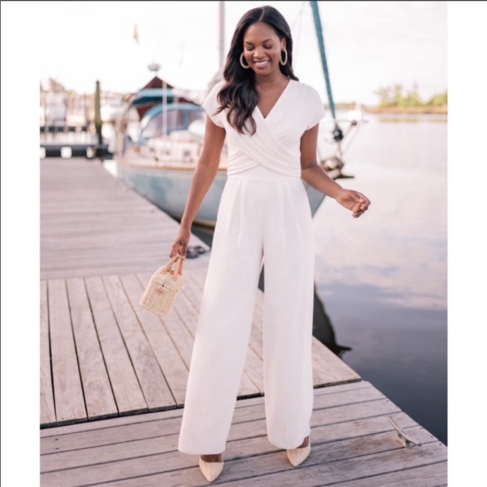 NWT Gal Meets Glam Cream Jumpsuit